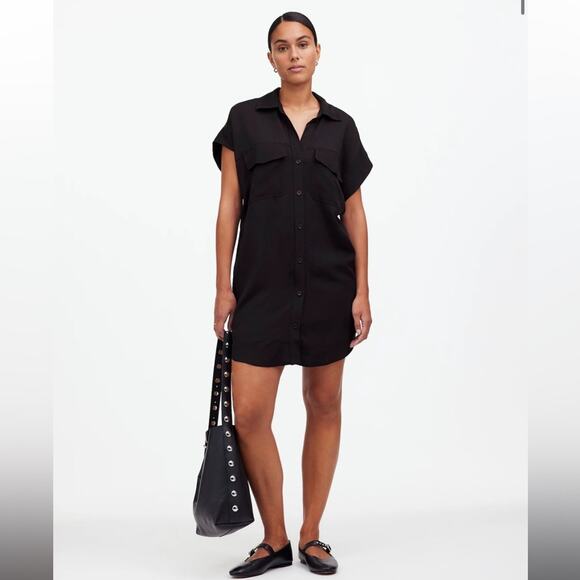 Madewell Utility Button-Front Mini Dress - Picture 1 of 5